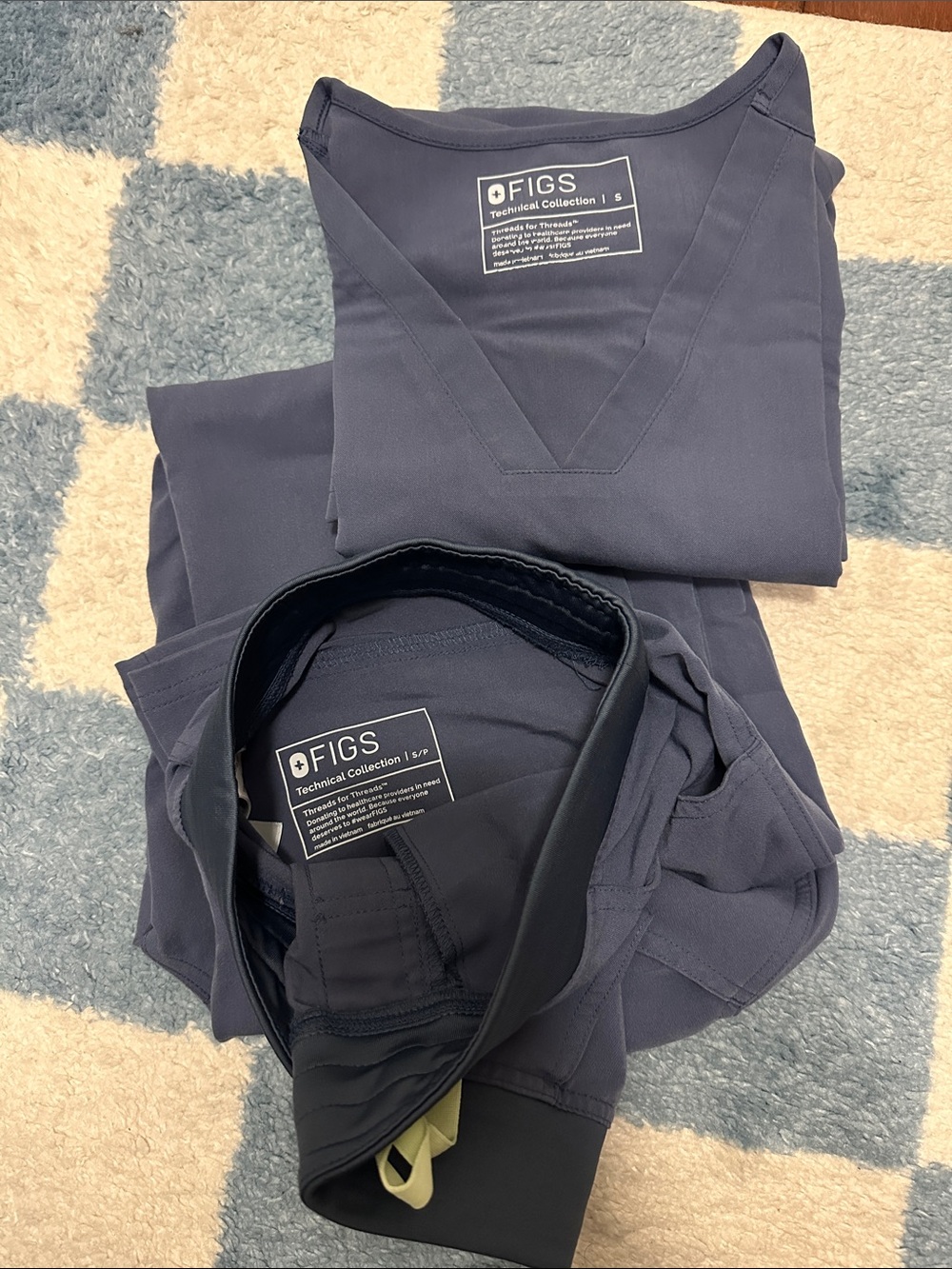 Figs Navy Scrub Top and Pants Set